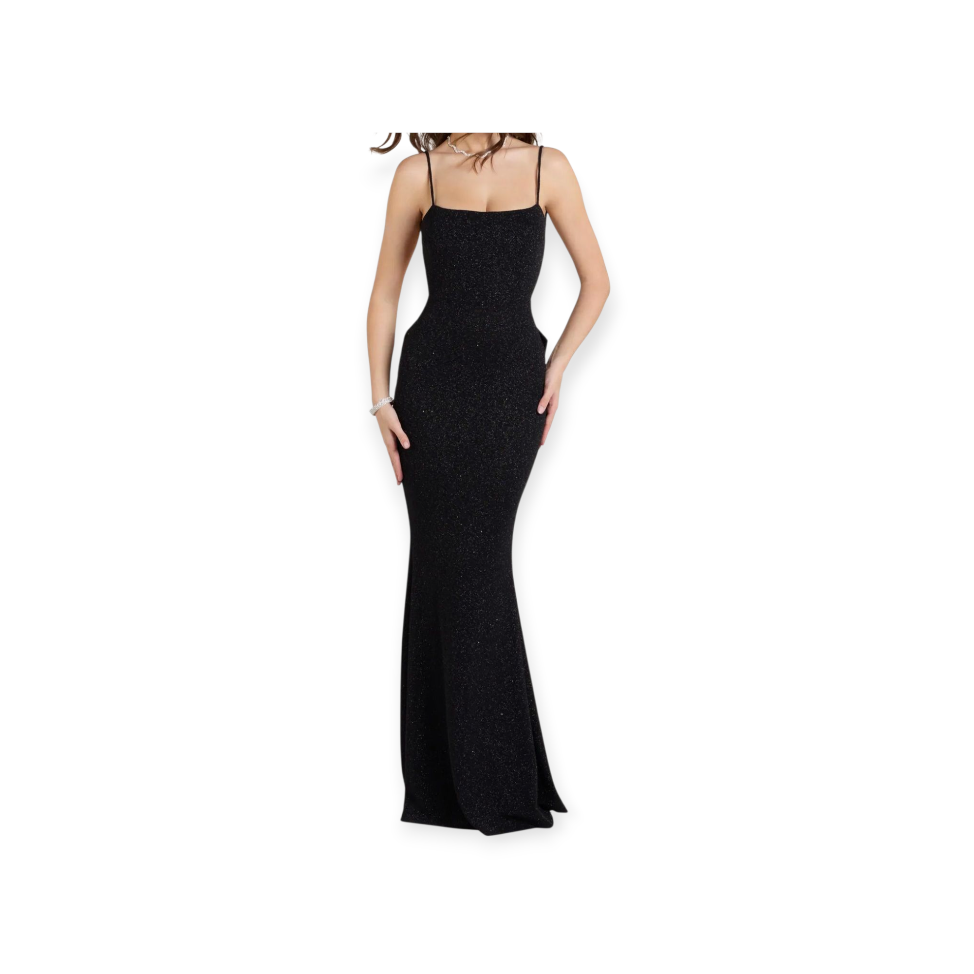 Gwendolyn Glitter Knit Bow Back Mermaid Dress